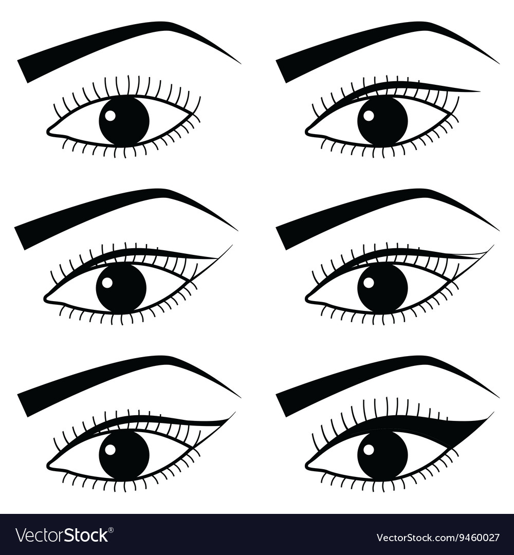 Black And White Eye Makeup Eye Make Up With Use Of Eyeliner In Asian Style Vector Image