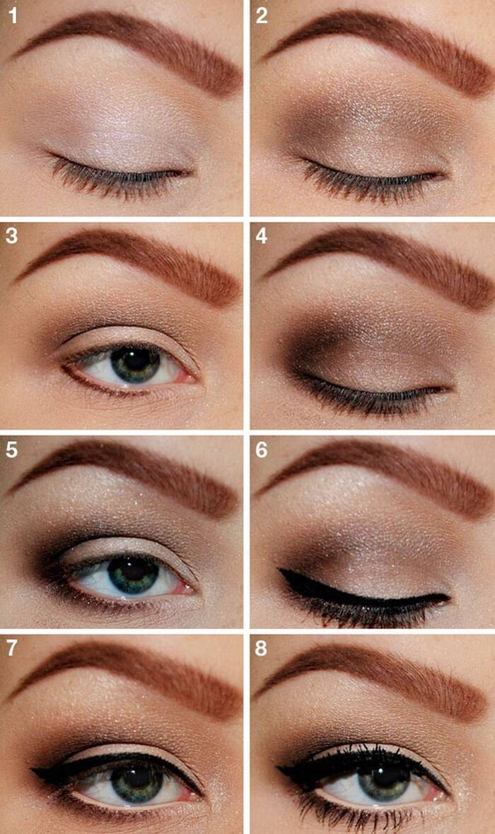 Black Eye Makeup Step By Step Browngray And Gold With Black Eyeshadow Step Step Makeup