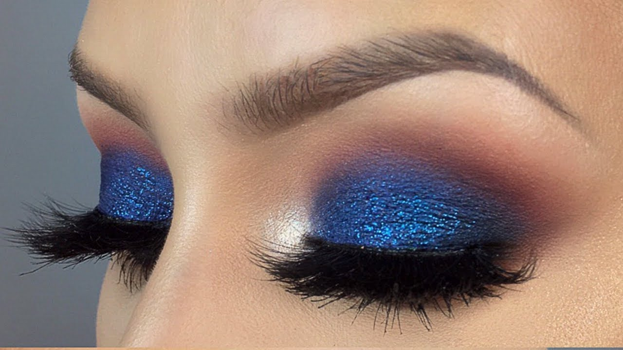 Blue Eye Makeup Blue Glitter Smokey Eye Makeup Tutorial Youtube