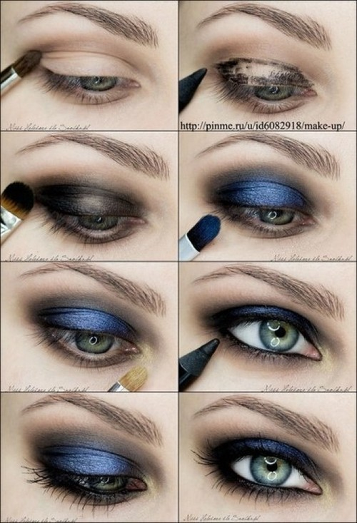 Blue Green Eyes Makeup Metallic Blue Navy Smokey Eye Makeup Photo Tutorial 1754083