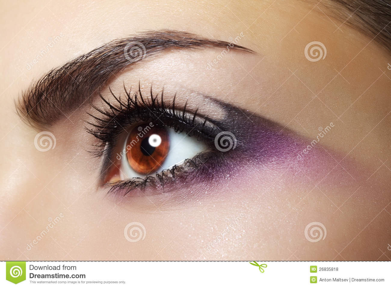 Brown And Purple Eye Makeup Purple Eye Makeup Stock Photo Image Of Eye Beautiful 26835818