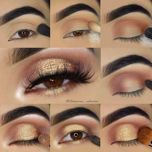 Brown Eyes Makeup Tutorial Best Ideas For Makeup Tutorials Gold Glitter Eye Makeup Tutorial