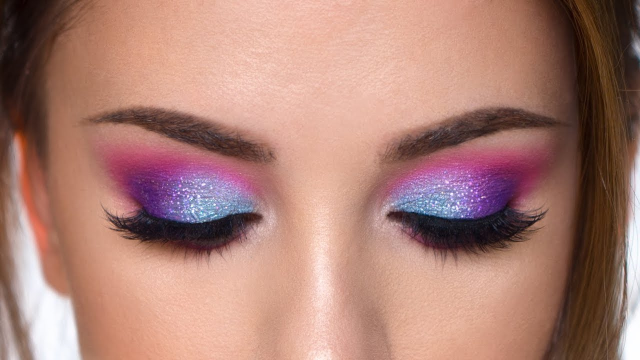 Colorful Eye Makeup Colorful Glitter Smokey Eye Makeup Tutorial Purple Teal And Pink