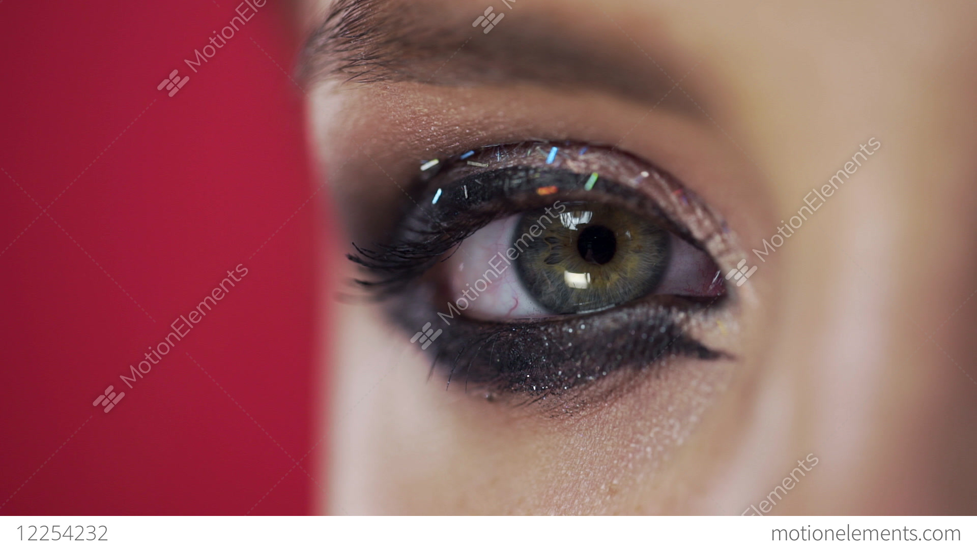 Evening Eye Makeup Macro Shot Of The Womans Blinking Eye With Evening Makeup And