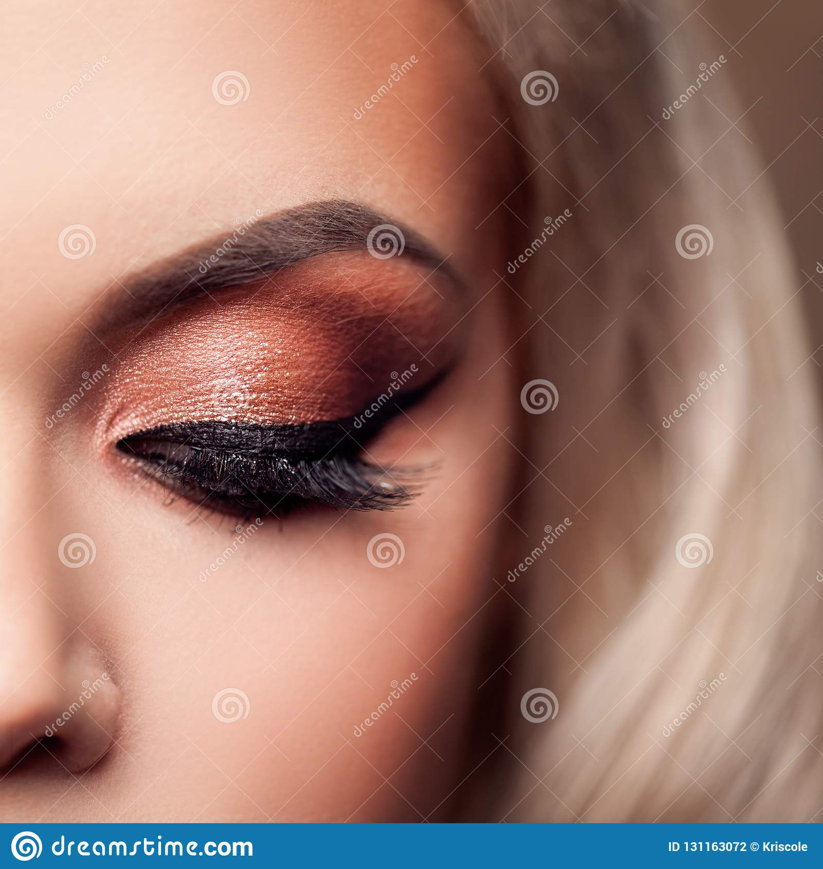 Eye Makeup Evening Female Eye With Evening Makeup Bright Makeup Eye Shadow And Lashes