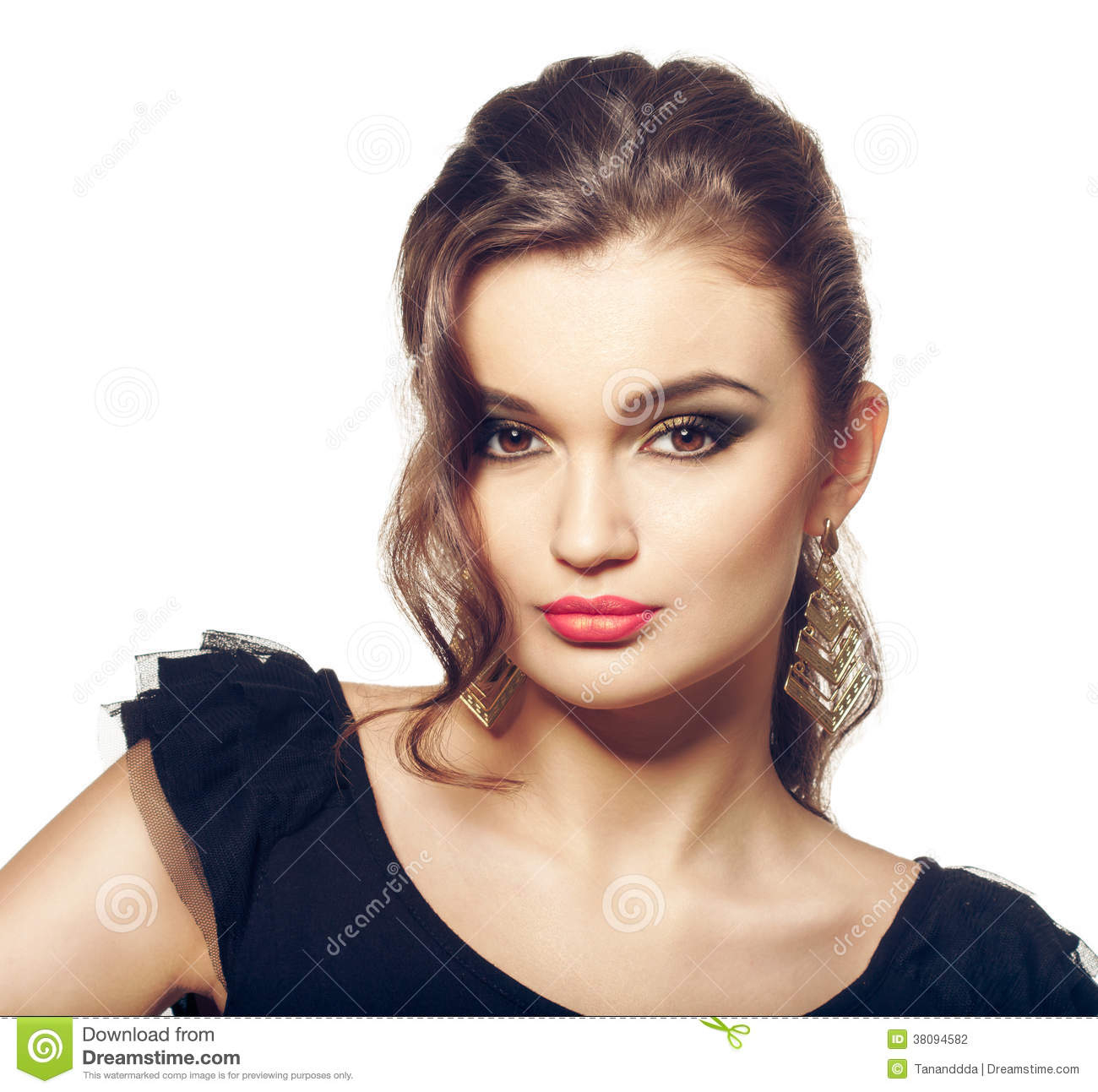 Eye Makeup For Black Dress Fashion Girl Portrait In Black Dress Stock Photo Image Of Girl