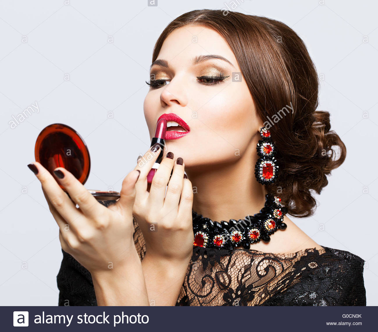Eye Makeup For Black Dress Makeup Of Young Beautiful Brunette Woman In Black Dress With
