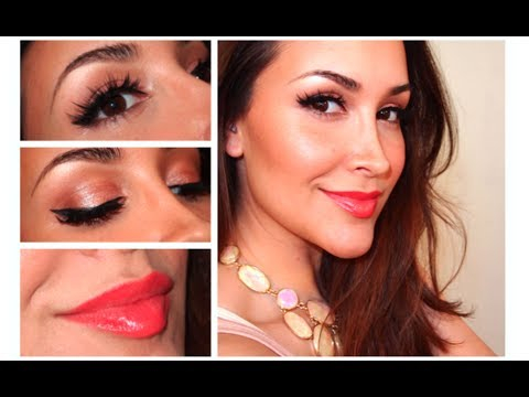 Eye Makeup For Coral Dress Makeup Tutorial Winged Liner Soft Coral Lips Youtube
