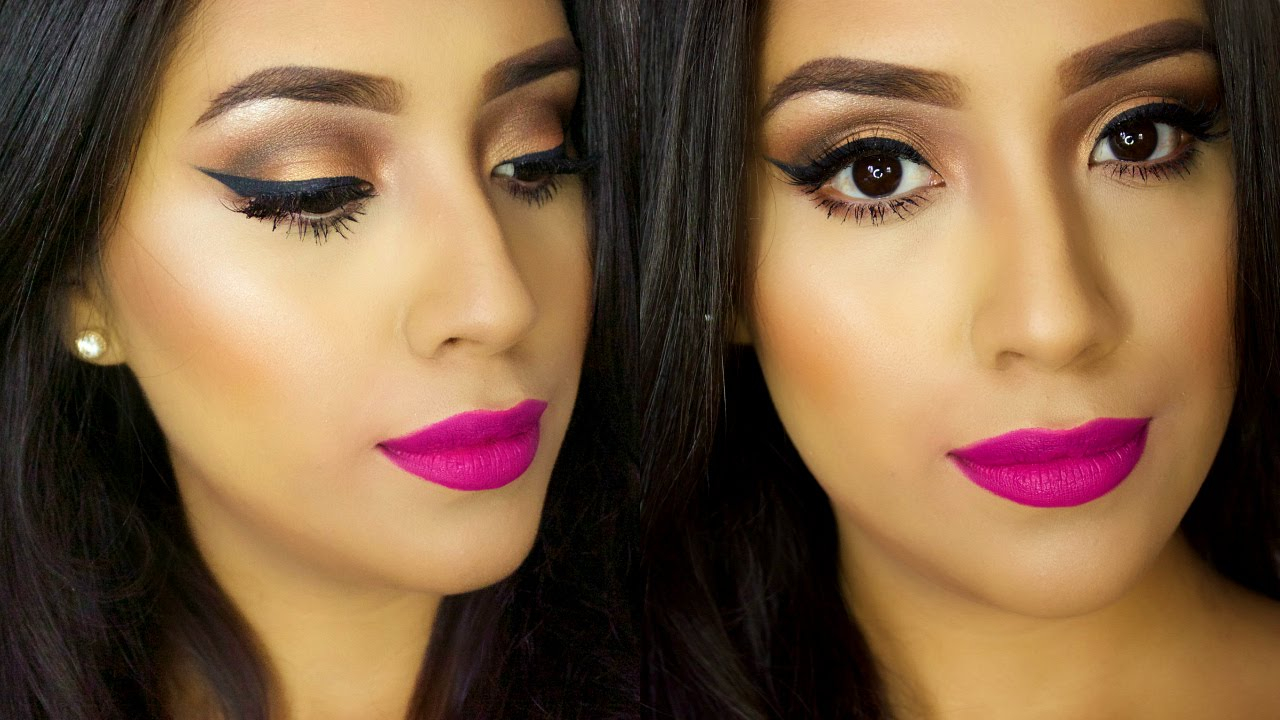 Eye Makeup For Hot Pink Lips Easy Spring Makeup Tutorial 2015 Bold Pink Lips Simple Bronze