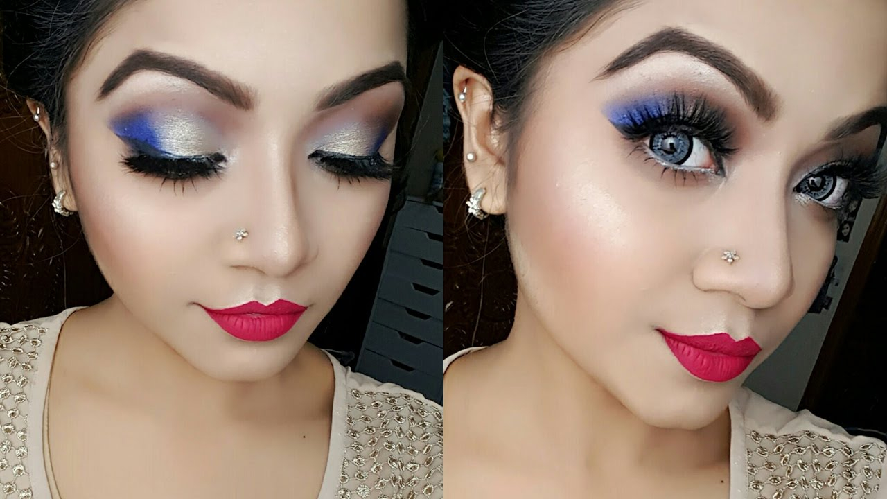 Eye Makeup For Navy Blue Dress Electric Blue And Gold Eye Makeup Tutorial Nye Party Makeup