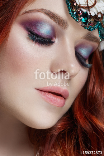 Eye Makeup For Red Hair Redhead Girl With Bright Makeup And Big Lashes Mysterious Fairy