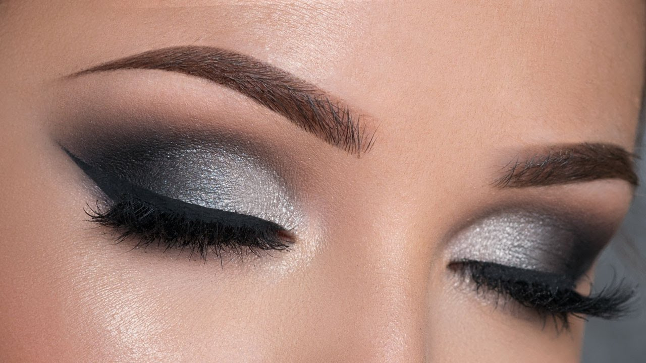 Eye Makeup With Grey Dress Night Out Makeup Tutorial Black Silver Smokey Eye Youtube