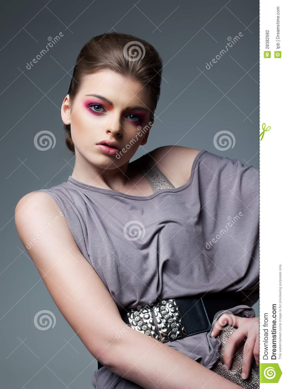 Eye Makeup With Grey Dress Portrait Of Classy Woman In Grey Dress Evening Professional Makeup