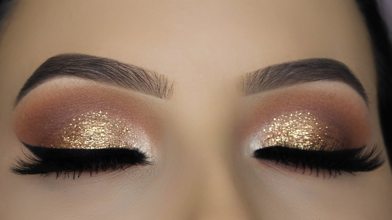 Eyes With Makeup Classic Brown Glitter Eye Makeup Tutorial Youtube
