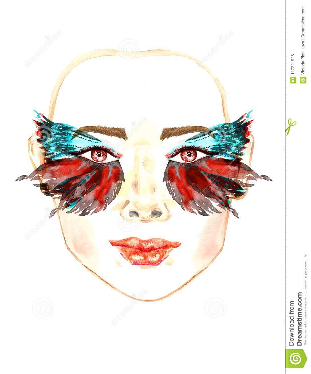 Fairy Eye Makeup Face With Red Fairy Eyes With Makeup Red And Green Turquoise Wings