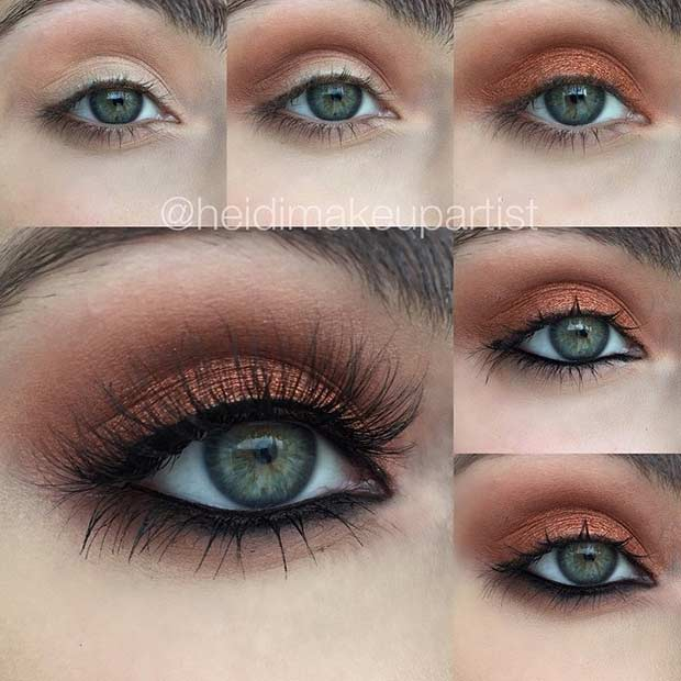 Gold Copper Eye Makeup 31 Pretty Eye Makeup Looks For Green Eyes Stayglam