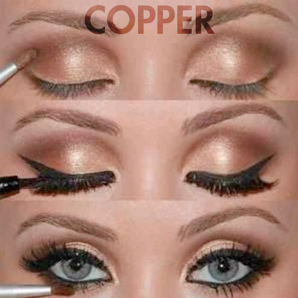 Gold Copper Eye Makeup How To Copper Eye Makeup For Blue Eyes Beauty Pinterest