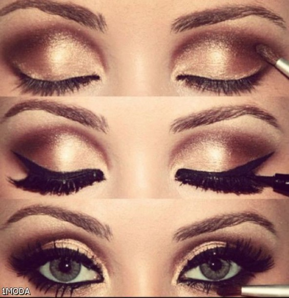 Gold Copper Eye Makeup Make Up Copper Gold Make Up Eye Shadow Liner Lashes Mascara