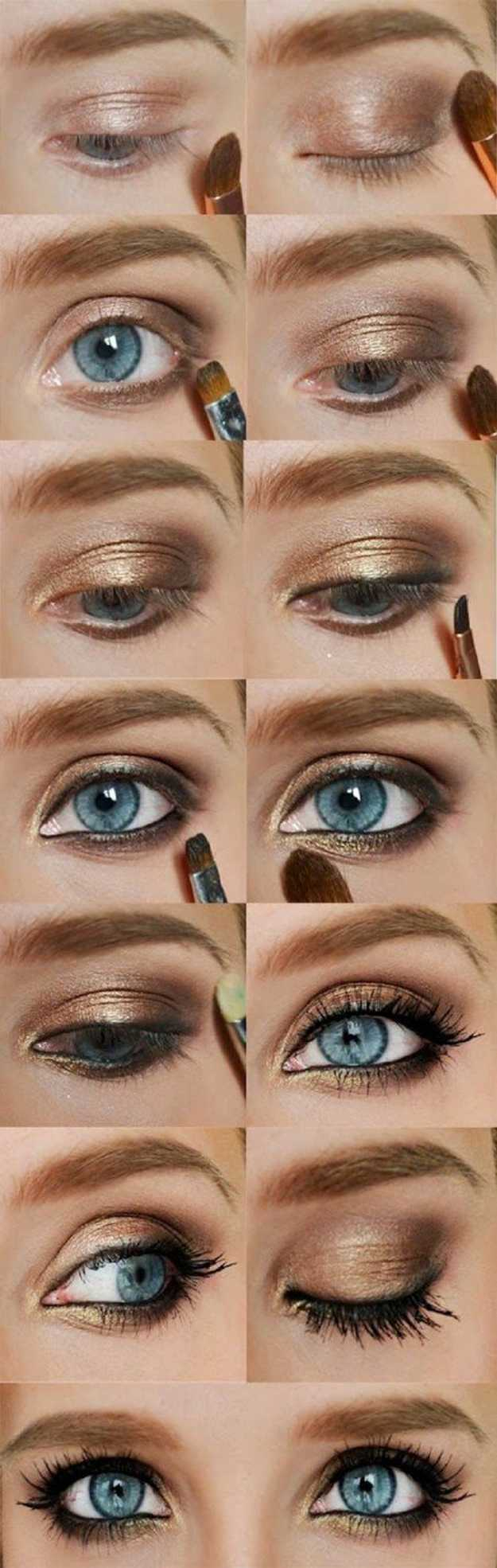 Gold Makeup For Blue Eyes Colorful Eyeshadow Tutorials For Blue Eyes Makeup Tutorials