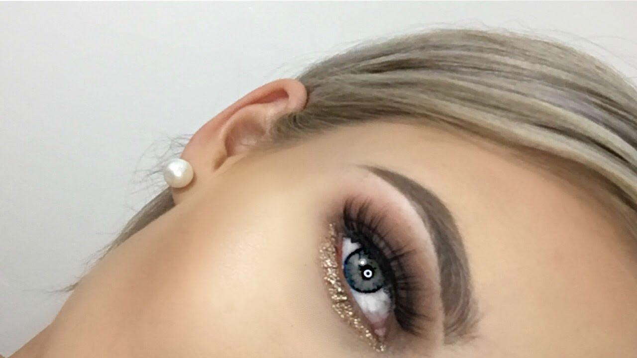 Gold Makeup For Blue Eyes Warm Brown W Gold Glitter Eye Makeup Look For Blue Eyes Beauty