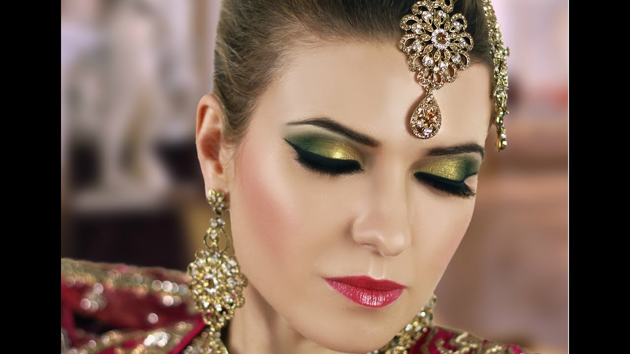 Gold Makeup For Green Eyes Gold And Green Smokey Eye Bridal Makeup Tutorial Asian Indian