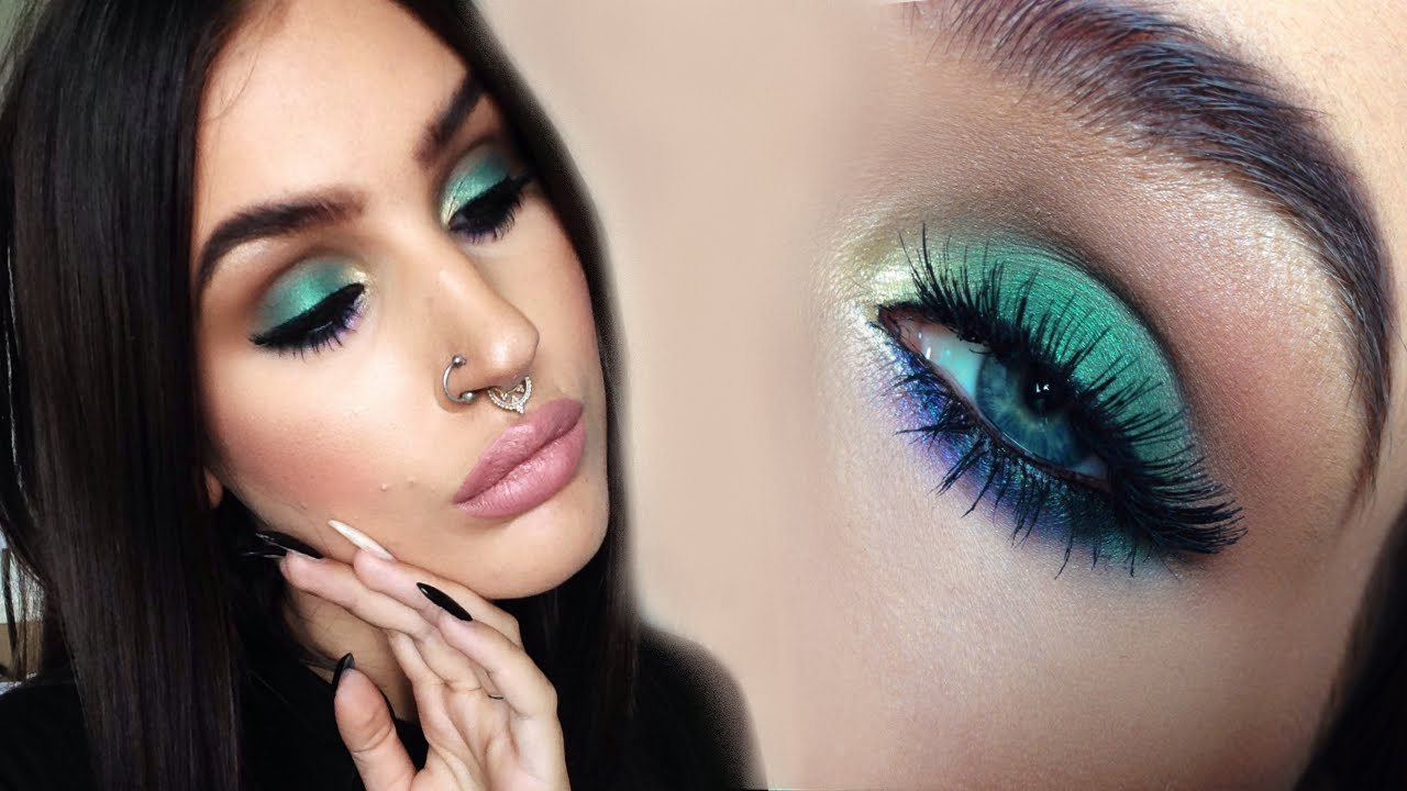 Gold Makeup For Green Eyes Soft Colorful Smokey Eyes Green Gold And Purple Makeup Tutorial