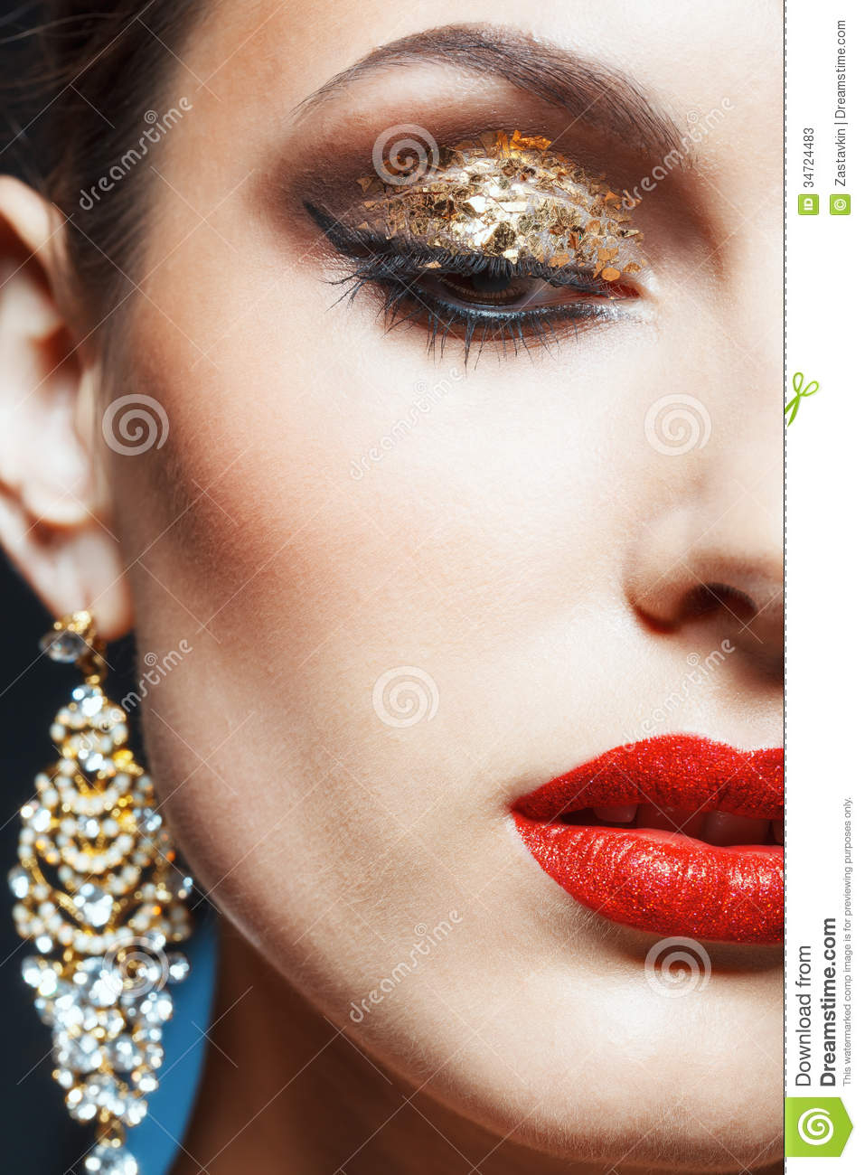 Golden Eye Makeup Golden Eye Makeup Stock Image Image Of Female Beautiful 34724483