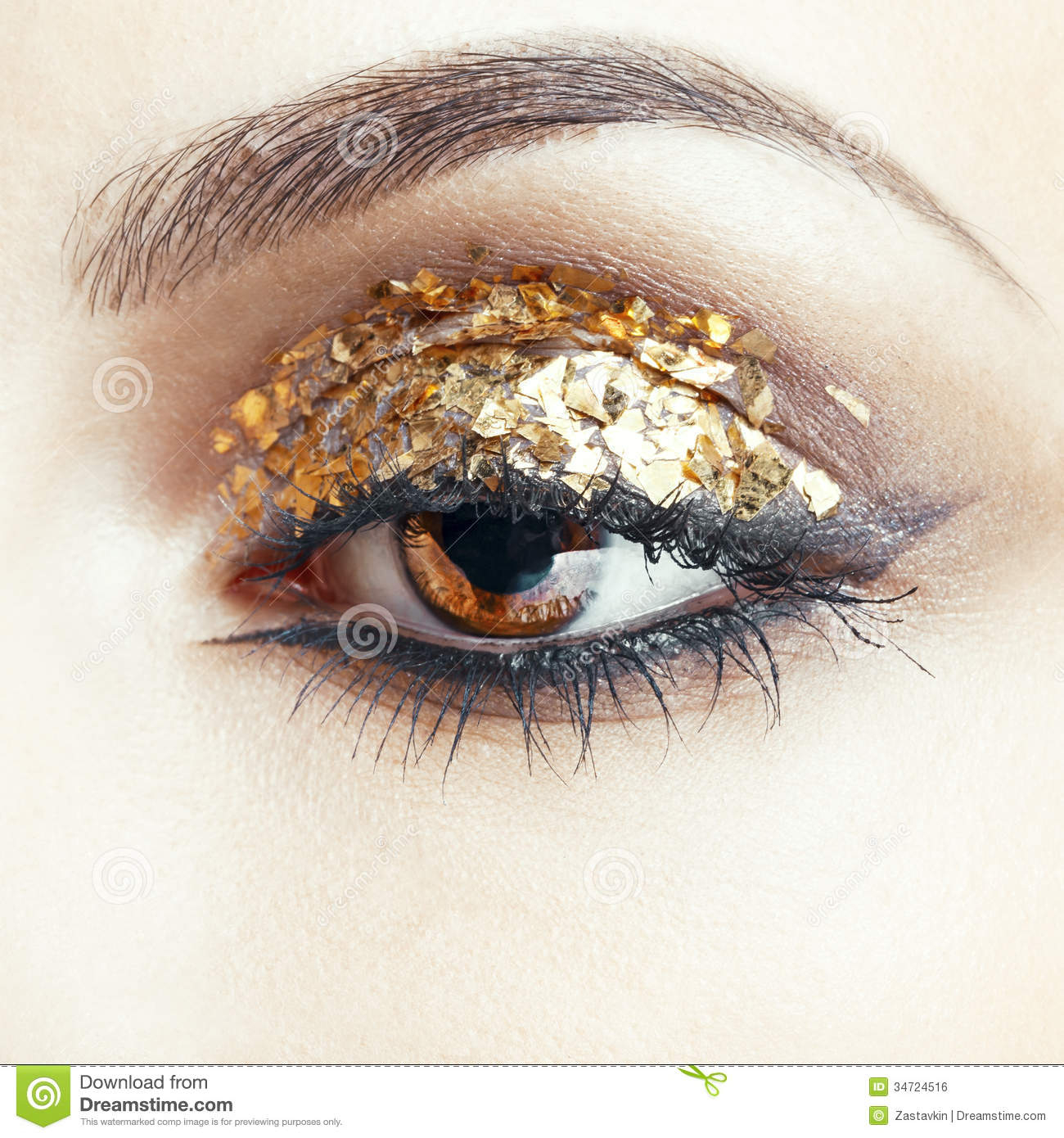 Golden Eye Makeup Golden Eye Makeup Stock Photo Image Of Lady Eyeshadow 34724516