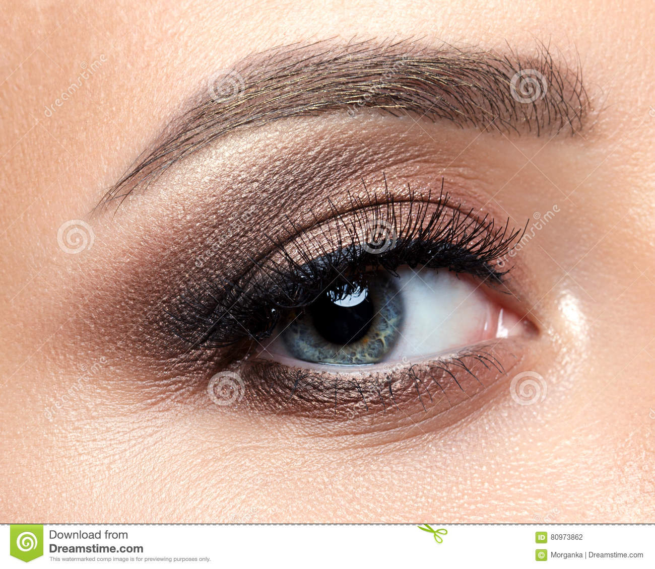 How To Do Classy Eye Makeup Close Up View Of Blue Woman Eye With Beautiful Makeup Stock Photo