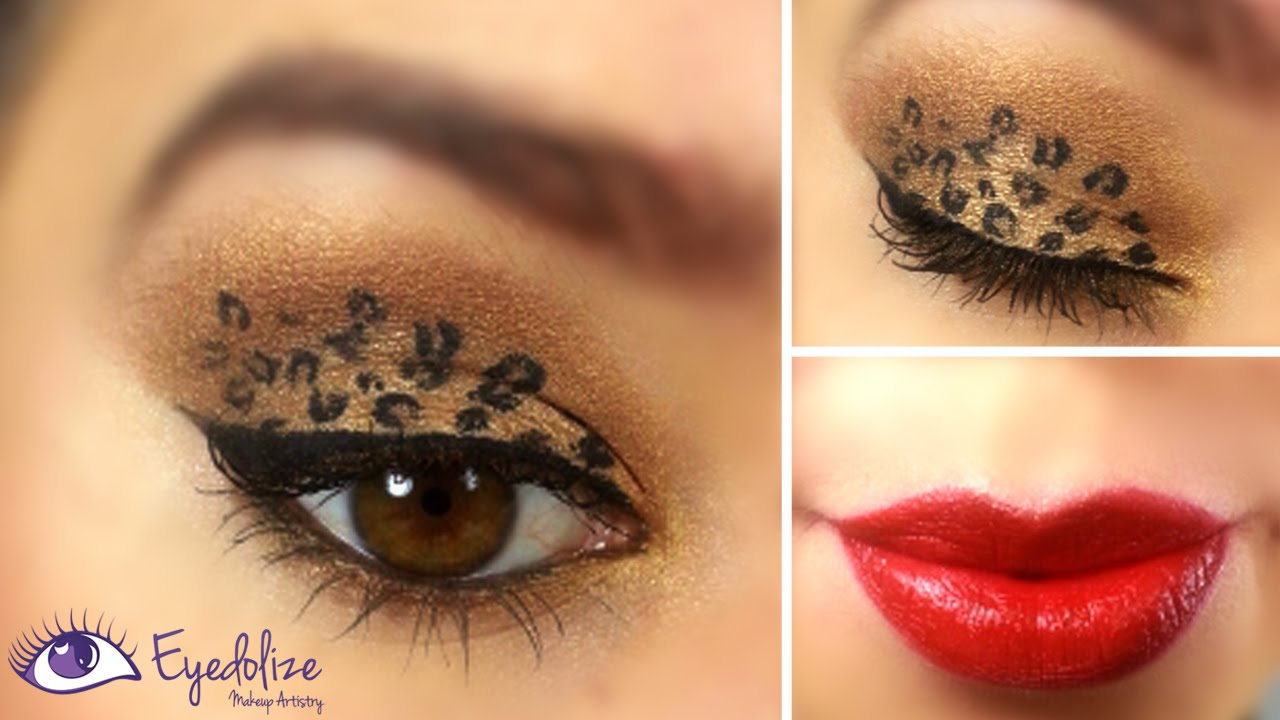 Leopard Eye Makeup Leopard Eyeshadow Red Lips Tutorial Eyedolize Makeup Youtube