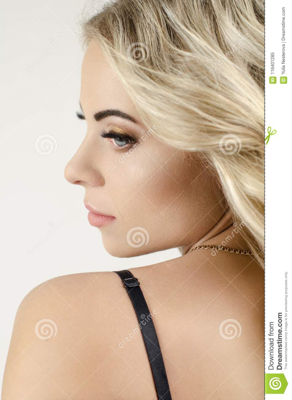 Makeup For Blue Eyes Blonde Hair Beautiful Blonde Girl In Lace Underwear Stock Image Image Of