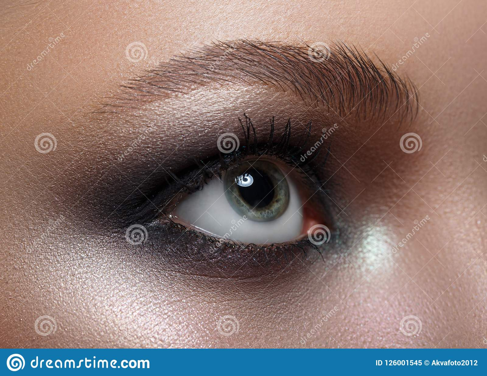 Makeup For Gray Eyes Macro Perfect Makeup And Eyebrows Beautiful Gray Eyes Stock Image