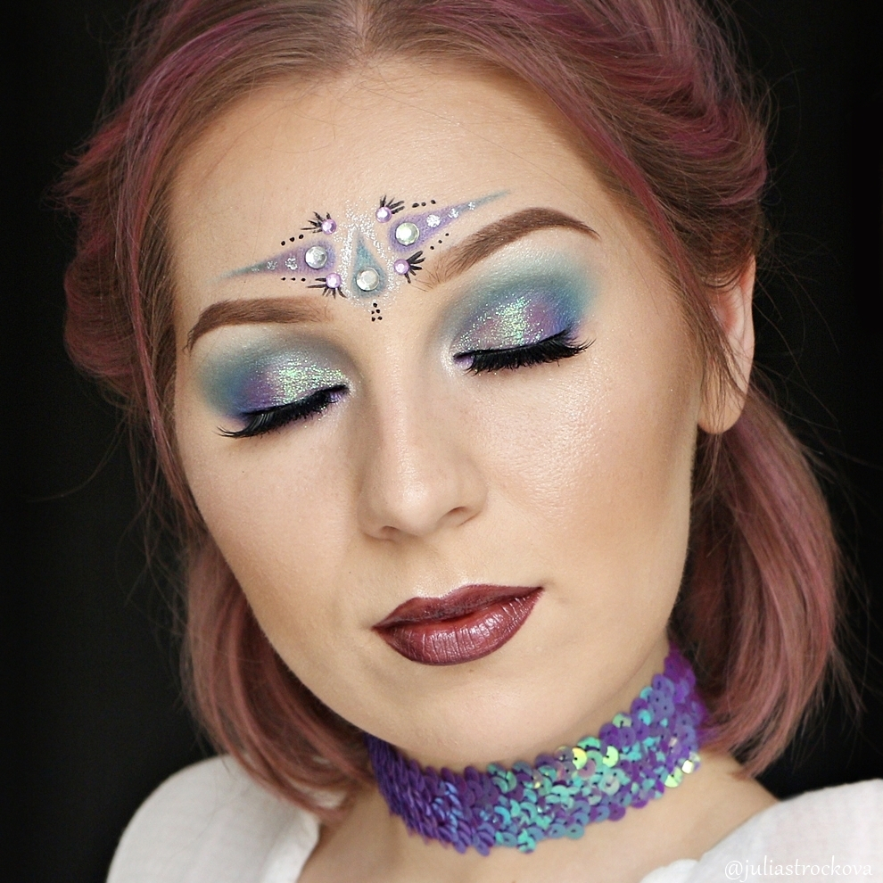 Mermaid Eye Makeup Tutorial Julias Beauty Garden Purple Blue Green Mermaid Glitter Festival