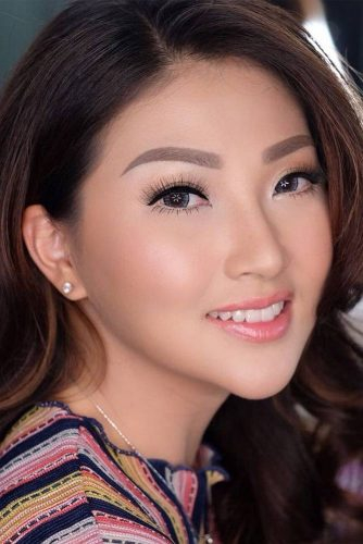Natural Makeup Asian Eyes Asian Eyes Makeup Soft Arch Brows Black Liquid Line Soft Peach