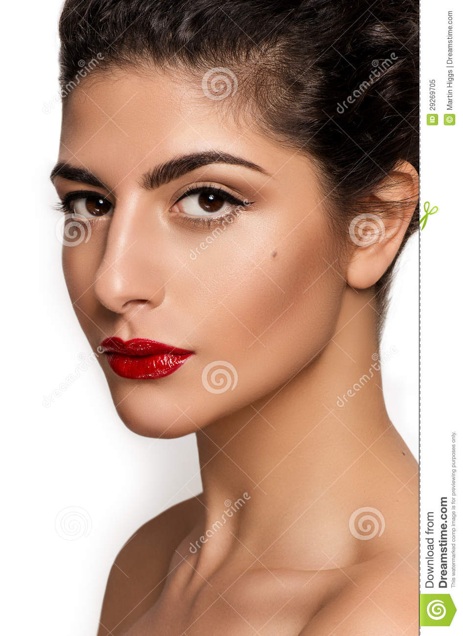 Natural Makeup For Brown Eyes Beautiful Closeup Portrait Of Young Caucasian Female Isolated On