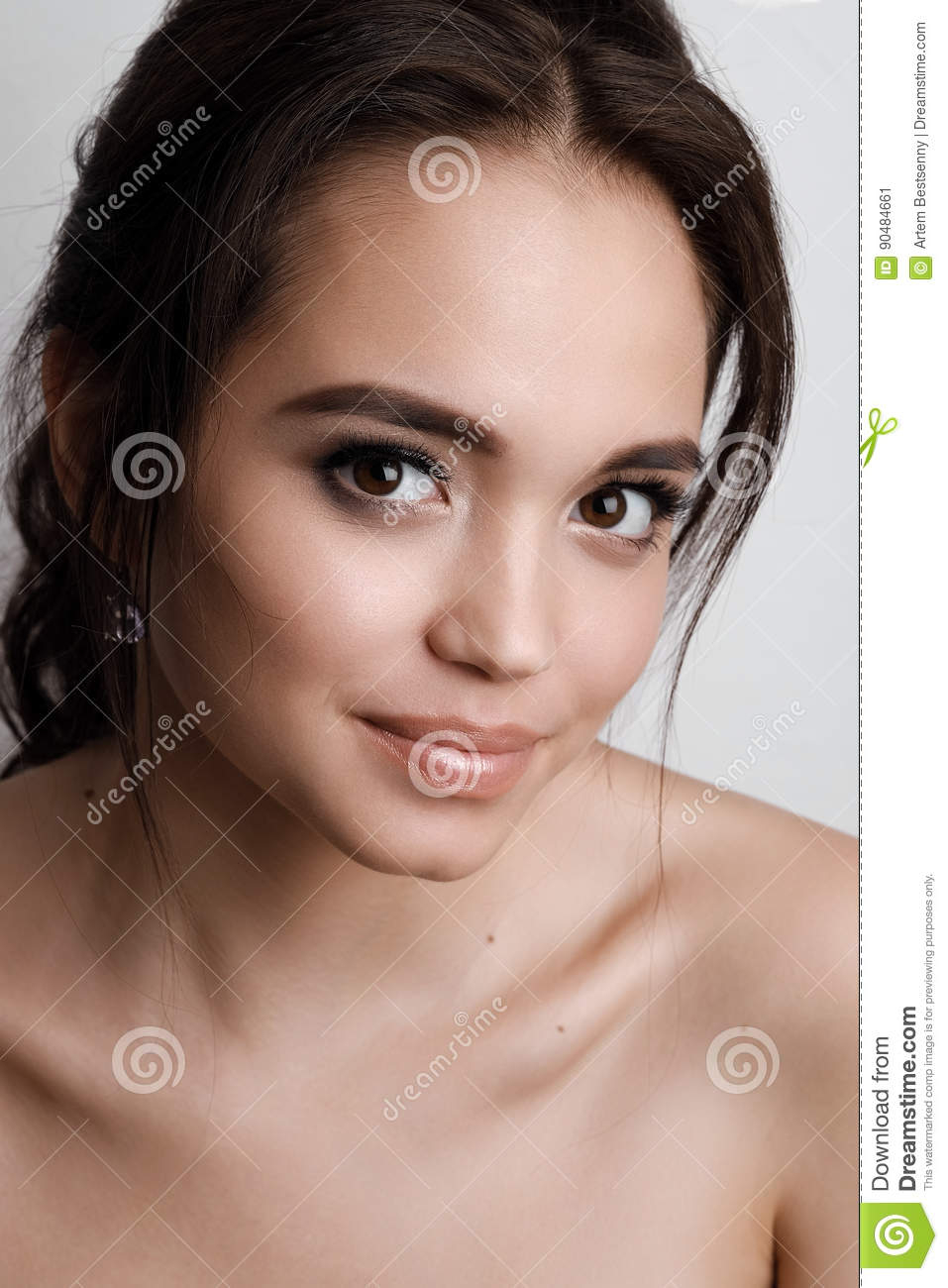 Natural Makeup For Brown Eyes Portrait Of A Young Girl Brunette With Brown Eyes And Soft Natural