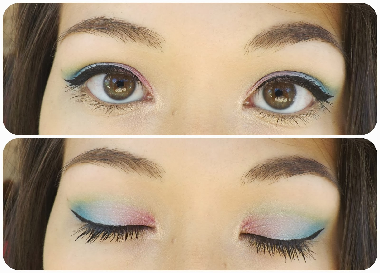 Party Makeup For Blue Eyes New Years Eve Tri Colour Eye Makeup Pink Blue And Green Taken