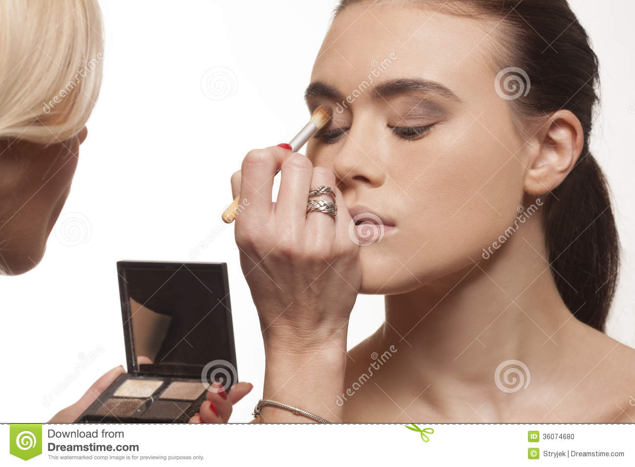 Photoshoot Eye Makeup Beautician Applying Eye Makeup Stock Photo Image Of Isolated
