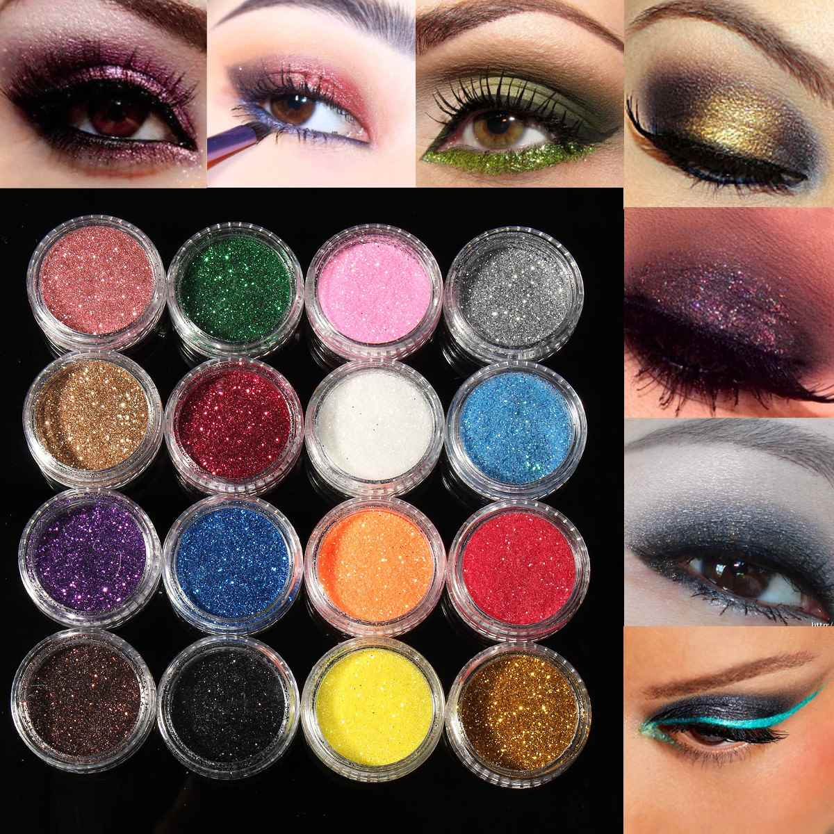 Shiny Eye Makeup Professional 16 Mixed Colors Glitter Eyeshadow Eye Shadow Makeup