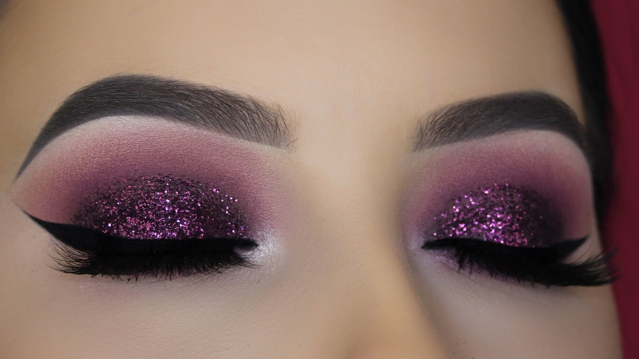 Shiny Eye Makeup Purple Mauve Glitter Eye Makeup Tutorial Youtube