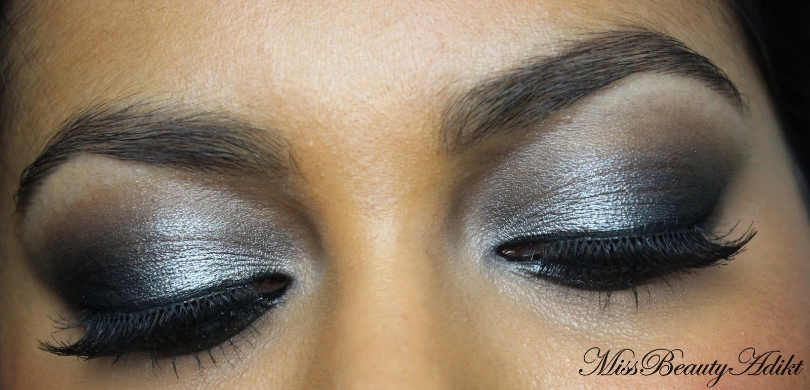 Simple Dark Eye Makeup M I S S B E A U T Y A D I K T Silver Black Eid Eye Makeup Tutorial