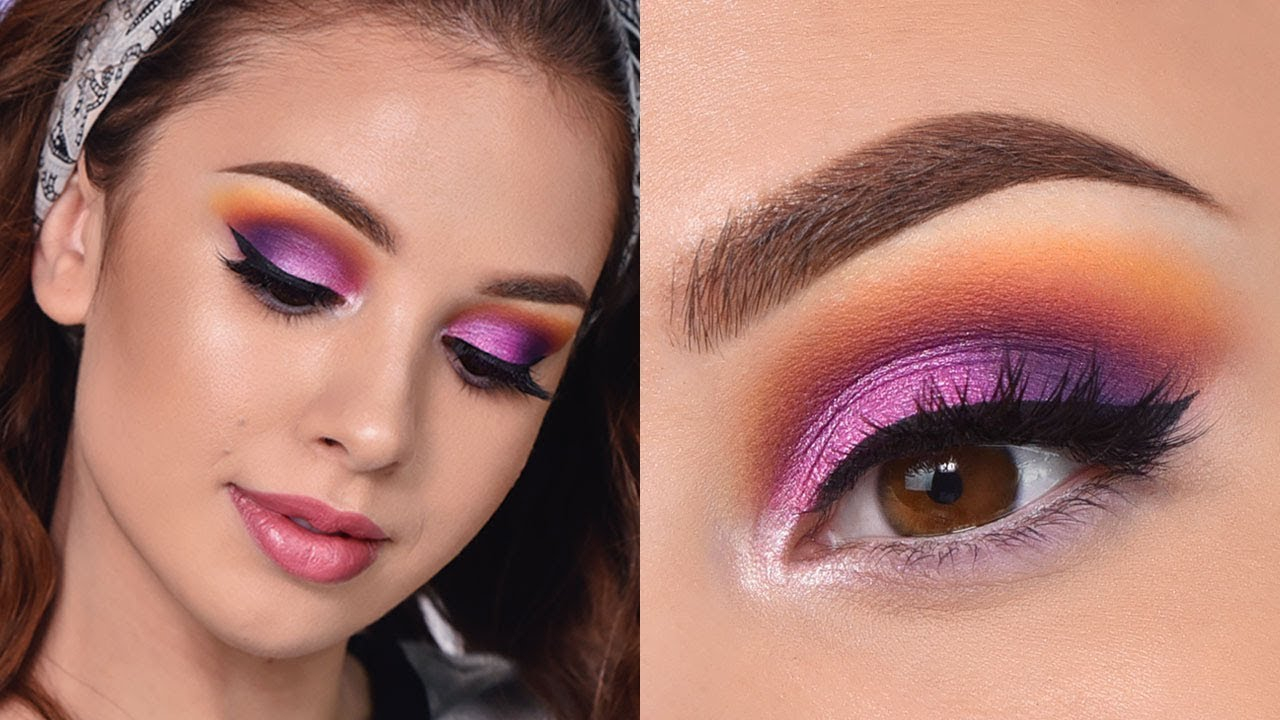 Summer Eye Makeup Fun Colorful Summer Makeup Tutorial Orange Purple And Pink
