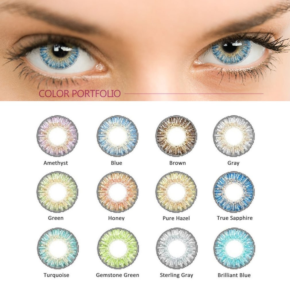Turquoise Eye Makeup 2pcsset Beautiful Fashionable Soft Big Eye Makeup Coloured Contact