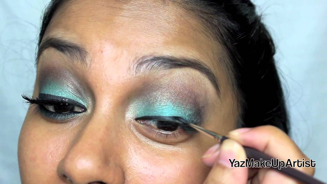 Turquoise Eye Makeup Eid Tutorial Turquoise Brown Smokey Eye Makeup Youtube