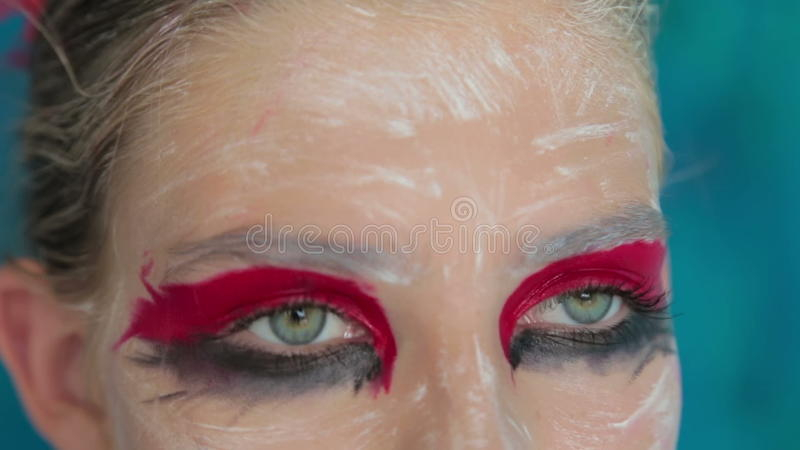 Unusual Eye Makeup Close Up Shot Of Teen Girls Eyes With Creative Unusual Makeup Stock