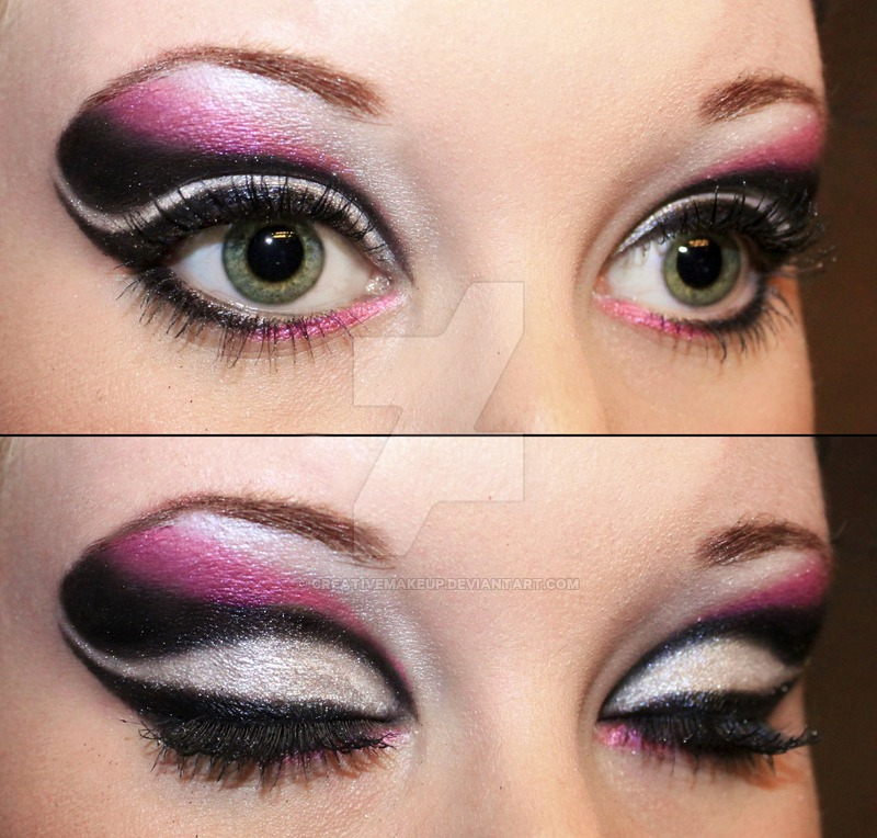 White And Pink Eye Makeup Black And Pink Eyeshadow Creativemakeup On Deviantart