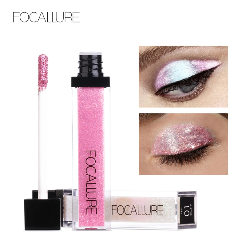 White And Pink Eye Makeup Focallure New Pro 10 Colors Shiny Eyeshadow Brand Makeup Waterproof