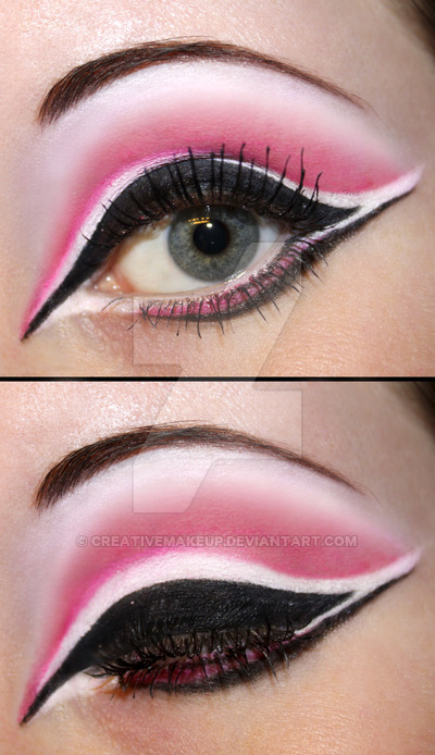 White And Pink Eye Makeup Pink And Black Eyeshadow Creativemakeup On Deviantart