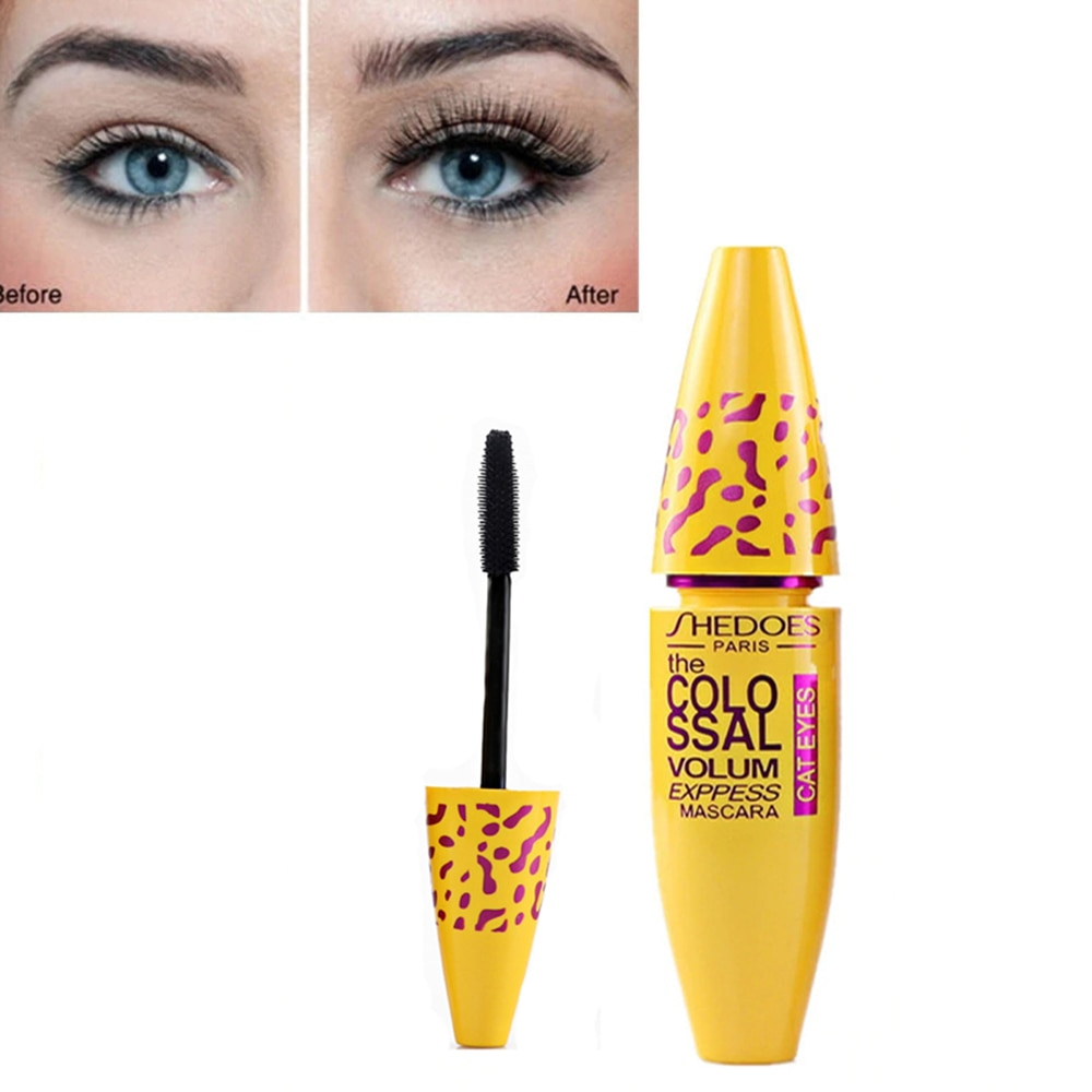 Yellow And Black Eye Makeup 3d Silk Fiber Eyelash Mascara Thick Curling Waterproof Yellow Tube