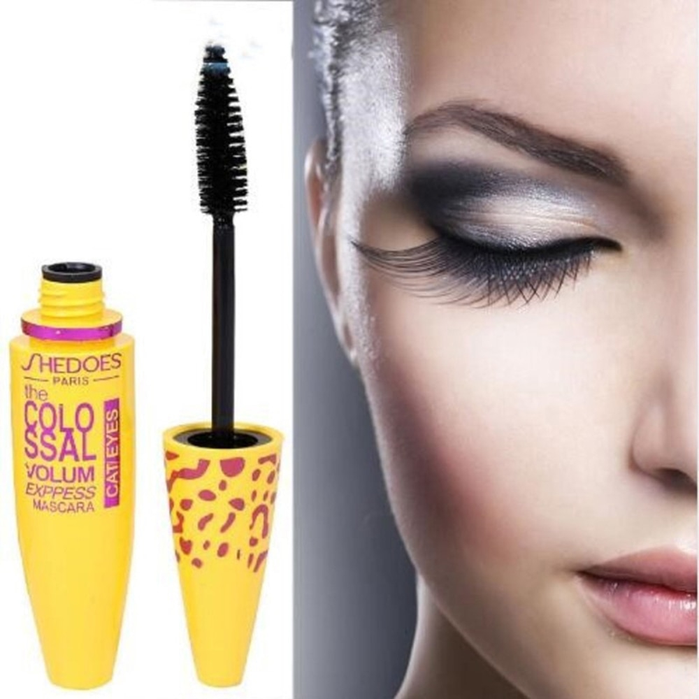 Yellow And Black Eye Makeup 3d Silk Fiber Waterproof Mascara Long Lasting Black Concentrated